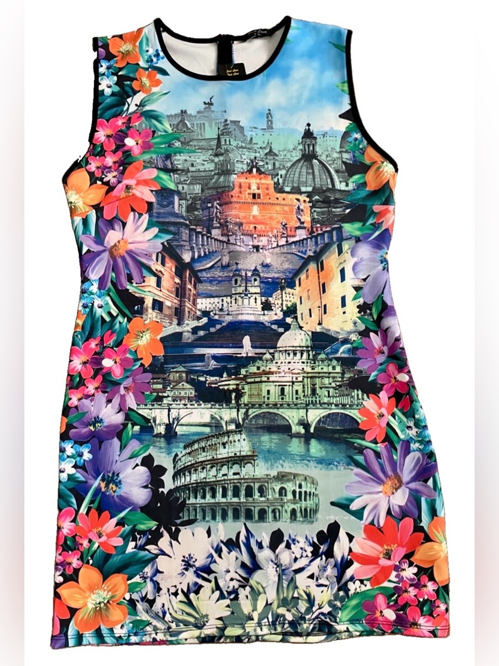 Just Love ROME Floral Scenic Print Roman Landmarks DRESS Size 2X NWT